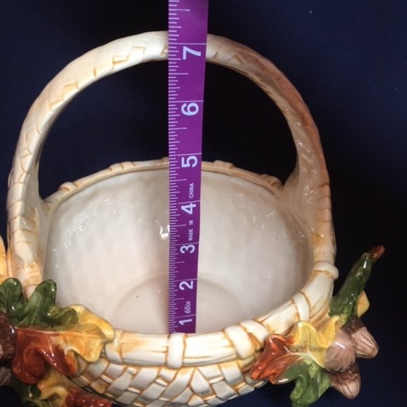 Vintage Ceramic Fall Autumn Basket with Handle 8"x7" - Picture 11 of 13